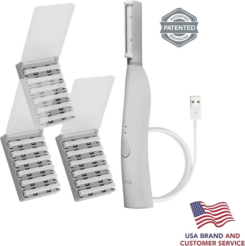 SPA SCIENCES - SIMA Patented Dermaplane Razor for Women Face – Painless 2-in-1 Facial Exfoliation & Peach Fuzz Hair Removal – Anti-Aging – 3 Speeds – Rechargeable – 19 Weeks Treatment - Image 2